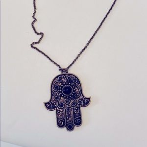Hamsa long chain necklace